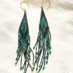 Handmade beaded peacock earrings Stunning